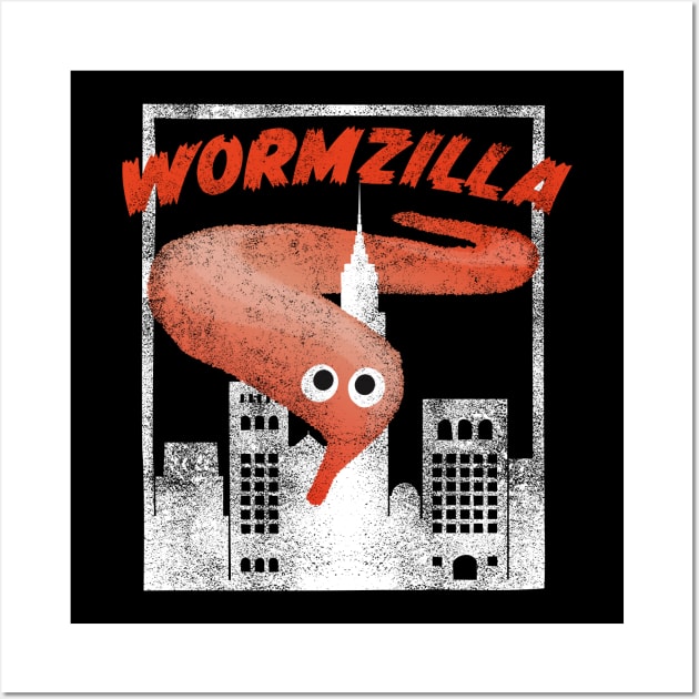 Orange Worm On A String Meme Wormzilla Retro Japanese Style Wall Art by YourGoods